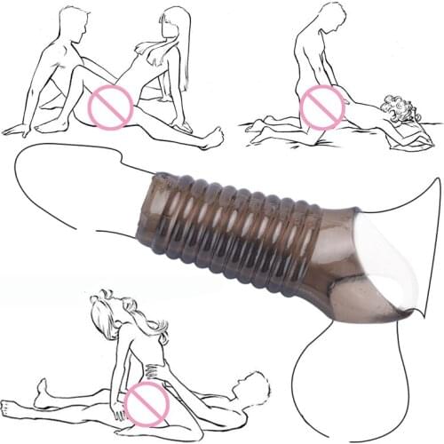 Silicone Reusable Penis Sleeve Strapon Delayed Ejaculation Chastity Lock Sperm Erection Erotic No Vibrators Sex Toys For Men