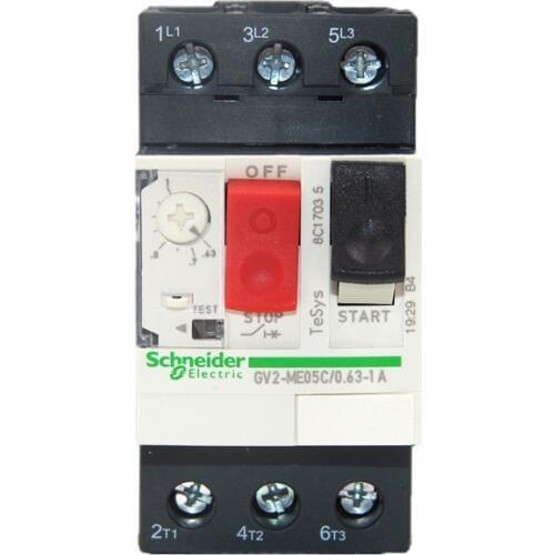 Authentic Motor thermal magnetic circuit breaker button 3P GV2ME05C motor protection switch setting current range 0.63-1A 100KA