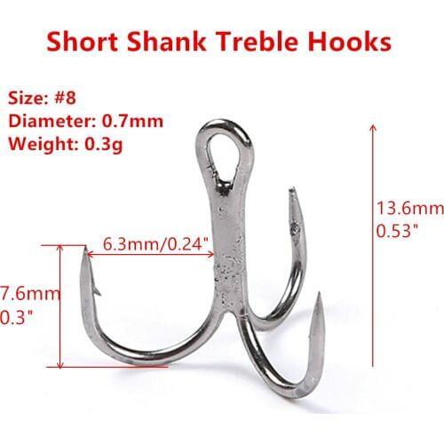 1 box MIZUGIWA Treble Fishing Hooks Short Shank Treble Hooks #2 - #12 Carbon Steel Barbed Fishhooks Triple Hooks Sea Tackle