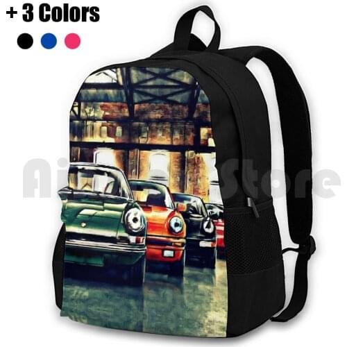 Outdoor Hiking Backpack Waterproof Camping Travel German Classic Vintage Car Vehicle Green Orange Black Old Sports