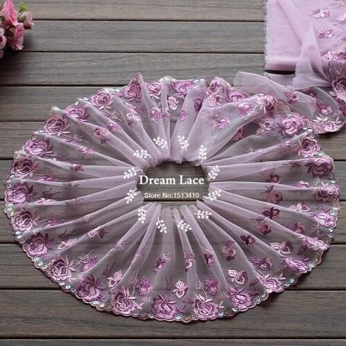 2yards/lot 18cm wide Embroidered Tulle Lace trim mesh Lace Ribbon ~French Lace Fabric~beautiful