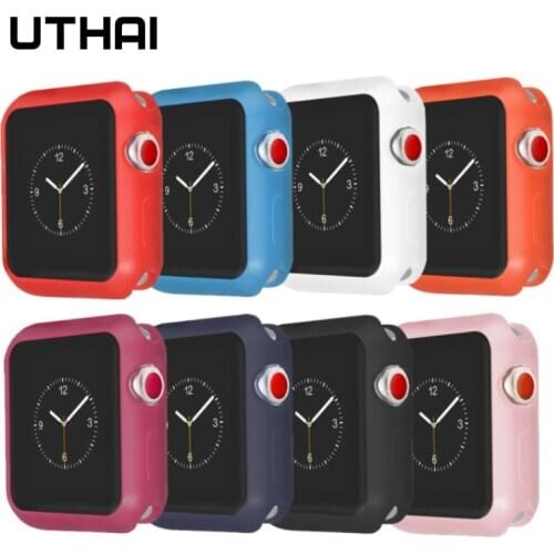 UTHAI P61 Anti-fall soft silicone case for Apple Watch series 5 40MM 44MM iWatch series 1 2 3 4 5 cover frame protection 42mm 38