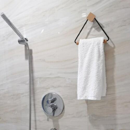 Black Paper Towel Rack, Modern Wall-mounted Bathroom, Kitchen, Paper Towel Rack Wooden Hook Wall-mounted Paper Towel Dispenser