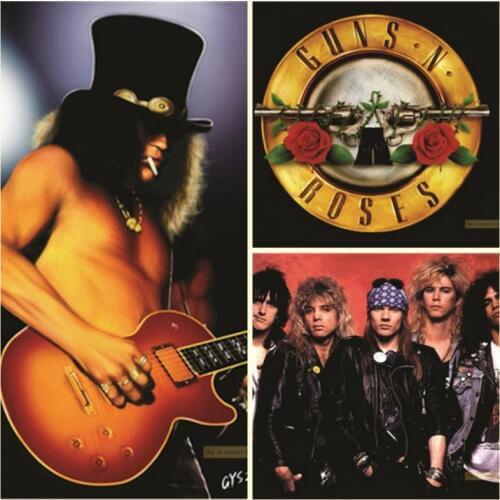 Gun Aan Rose Vintage Retro rock band music Guitar Matte Kraft Paper Antique Poster Wall Sticker Home