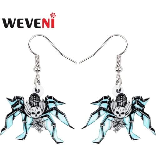 WEVENI Halloween Acrylic Horror Skull Skeleton Ghost Spider Earrings Fashion Big Drop Dangle Charm Gifts Jewelry For Women Girls