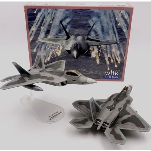Wltk F22 Military Model 1/100 Scale Diecast Metal Plane Model Toys for Lockheed F-22 Raptor Fighter USA Army Air Force Toy