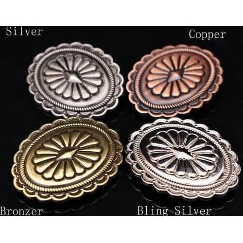 Southeast Vintage Mexico Metal Oval Concho For Horse saddles Headstall Leathercraft Decor Screwback Lot 6pcs
