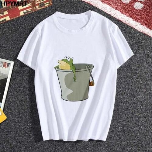 T shirt women Kawaii frog Printed 2021 New summer hipster Short Sleeve t-shirt White Harajuku Cute Tshirt female Tops clothing