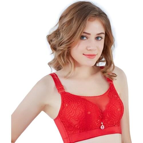 Women bra plus size white bra big size Large size thin section anti-sagging side receiving milk