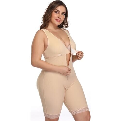 Women Waist Trainer Bodysuits Hign Waist Control Panties Corset Plus Size Body Shaper Tummy Control Slimming Shapewear Zip Close