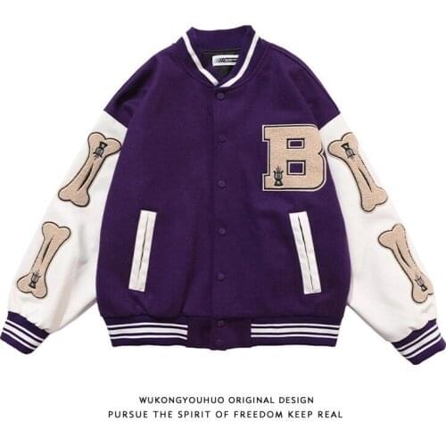 Women coat Stitching baseball uniform Womens spring jacket new American jacket retro loose jacket street style
