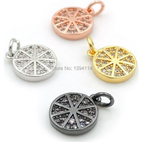 10*9*2mm Micro Pave Clear CZ Round Charms Fit For Men And Women Making Bracelets Or Necklaces Jewelry