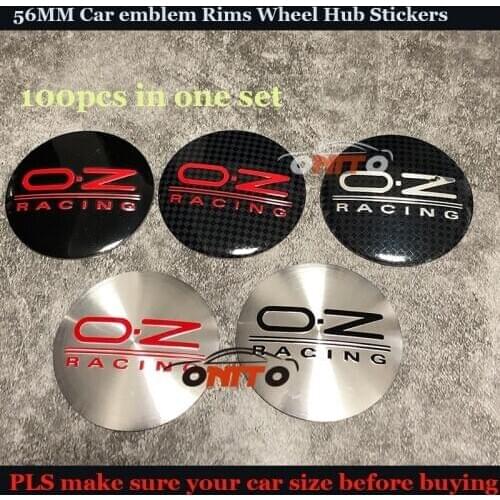100pcs 56mm 2.20inch OZ Racing Badge ABS Car Emblem Auto Wheel Hub Sticker Car Wheel Hub Caps Decals Label Logo Car Accessories