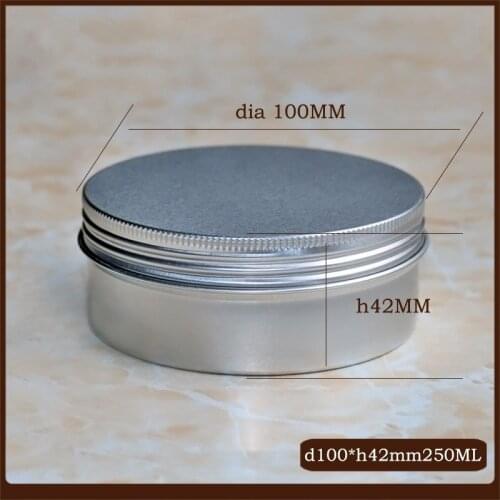 50pcs/lot 250g Aluminum Cosmetic Jar Screw Thread Cream Pot Lip Balm Mask Tin Ointment Hand Cream Box