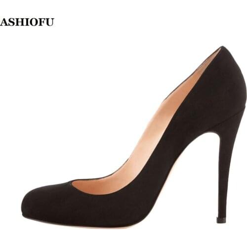 ASHIOFU Handmade 34-47 Ladies Pumps RUNRUN-style Party Prom Dress Shoes 100MM High Heel Evening Fashion Court Shoes KL035