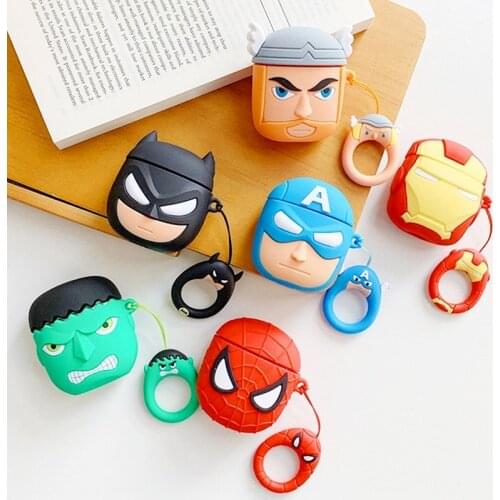 Marvel Heroes Is Suitable for Airpods Pro Iphone 2/3 Generation Wireless Bluetooth Headset Anti-fall Protective Cover Soft Shell