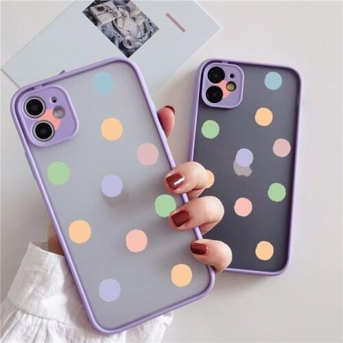 Colorful Wave Point Phone Case For iPhone 11 12 Pro X XR XS Max 8 7 6 6s Plus 12mini SE2020 Candy Color Soft and hard TPU Cover
