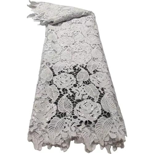 Pure White African Water Soluble Lace Fabric 2021 High Quality Guipure Cord Laces French Sequin For Nigerian Wedding Party Dress