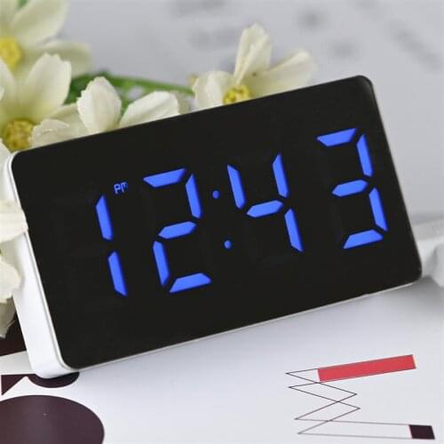 LED Mirror Digital Mini Alarm Clock Snooze Table Clock Wake Up Mute Calendar Dimmable Electronic Desktop Clocks Home Decoration