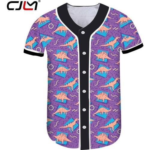 CJLM New Fashion Mens Baseball Uniform 3D Printing Dinosaur Geometric Square Casual Baseball Jacket Daily Wear Hip-hop Jacket