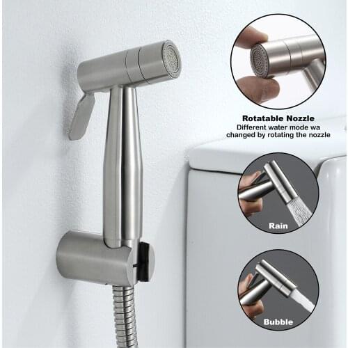 Two function toilet hand bidet faucet bathroom bidet shower sprayer 1.5m hose tank hooked holder easy install