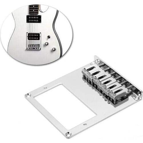 Chrome Electric Guitar Bridge 6 Square Saddles Double Coil Pickup Hole For TL