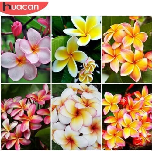 HUACAN Diamond Painting Flower Frangipani 5D Diy Home Art Diamond Embroidery Leaves Mosaic Handmade Gift