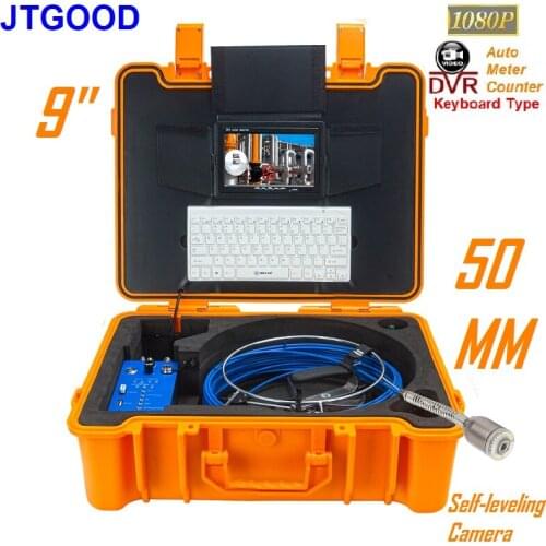 JTGOOD 9" Monitor 50MM Self-leveling HD1080P DVR Meter Counter Keyboard Pipe Inspection Camera Kit Sewer Inspection Suit Tools