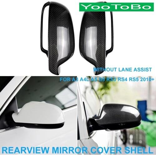 LHD RHD Car Real Carbon Fiber Rearview Rear Side Mirror Cover Cap Shell Trim NO Lane Assist For Audi A3 A4L A5 S5 RS3 RS4 RS5