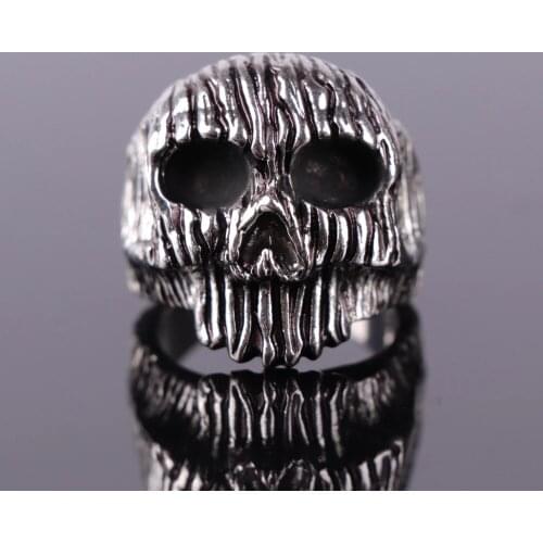 Personality Men Rings Stripe Skull Punk Rock Bands Men Jewelry Anniversary Birthday Party Gift Halloween Accessories
