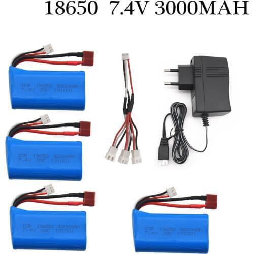 7.4V 3000MAH lipo Battery 18650 for Wltoys 144001/10428 /12428/12423 Q46 RC Car Parts with charger 7.4V battery for toys parts