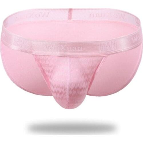 Men Briefs U Convex Soft Breathable Silk Male Panties Gay Funny Bulge Penis Pouch Bikini Jockstraps Lingerie Underwear