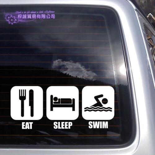 Eat Sleep Swimming Wall Sticker Vinyl Swim Wall Decals Pegatina Decor Mural Home Decoration Sticker Swimmer Car Decal