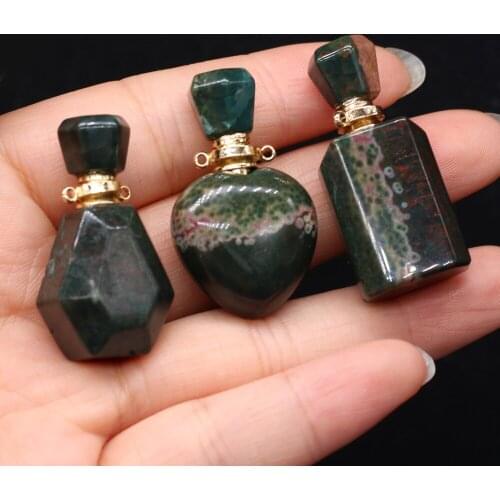 Natural Stone Gem Perfume Bottle Pendant Indian Agate Handmade Crafts DIY Necklace Sweater Chain Jewelry Accessories Pendants