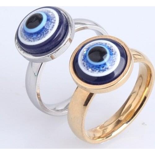 Evil eye neck Lucky Eye Wedding Ring Titanium Steel Ring Ladies Girl Fashion Jewelry Gold Silver Color Ring Alloy Jewelry