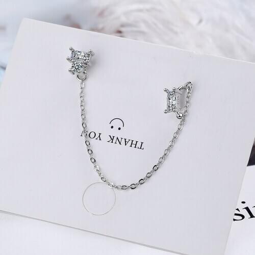 Personality New Top Quality One-piece Ear Studs 925 Sterling Silver Jewelry CZ Zircon Ear Bone Clip for Girls Party Gifts