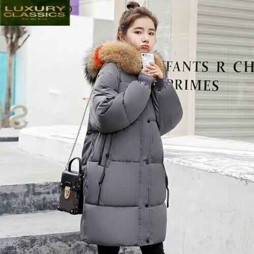 Parkas Winter Jacket Women Thick Down Cotton Coats Color Fur Hooded Warm Clothes 2021 Korean Fashion Tops Clothing LWL995