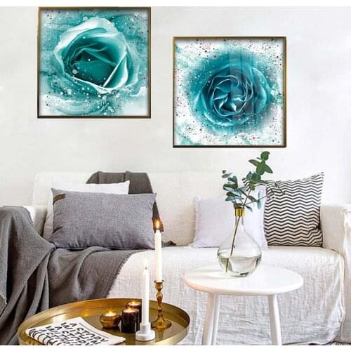 Luxury Flower Picture Wall Canvas Painting Rose Colorful Ink Splash Poster Morden Living Room Decor Nordic Art Plant Canvas