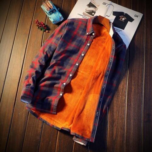 Brand Winter Shirt Men Plaid Shirts Thick Warm Fleece Pure Cotton Casual Shirt Men Camisa Masculina Chemise Homme Size M-5XL