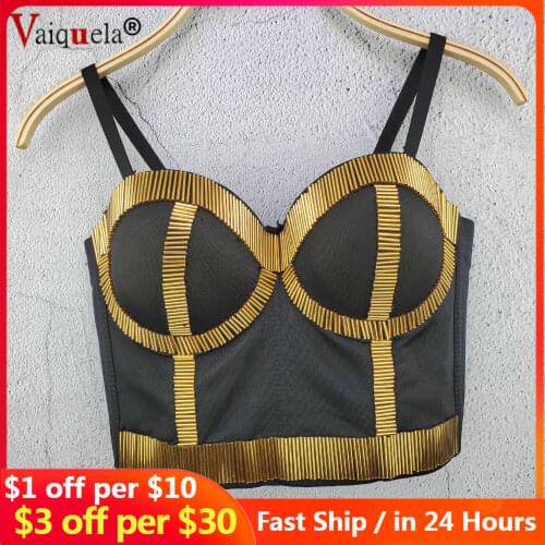 Mesh Top sexy new arrival beading Fashion Mesh Push Up Bralet Womens Corset Bustier Bra Night Club Party Cropped Top Vest