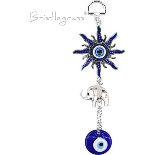 BRISTLEGRASS Turkish Blue Evil Eye Sun Elephant Wall Hanging Pendant Pendulum Amulets Lucky Charm Blessing Protection Home Decor