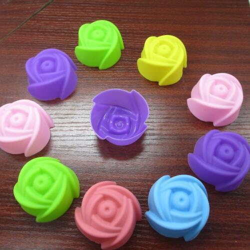 10pcs/lot 5cm Rose Silicone Mold DIY Muffin Cookie Cup Cake Baking Mold Cake Decorating Tools Forms for Soap Cake Mold ELB 012