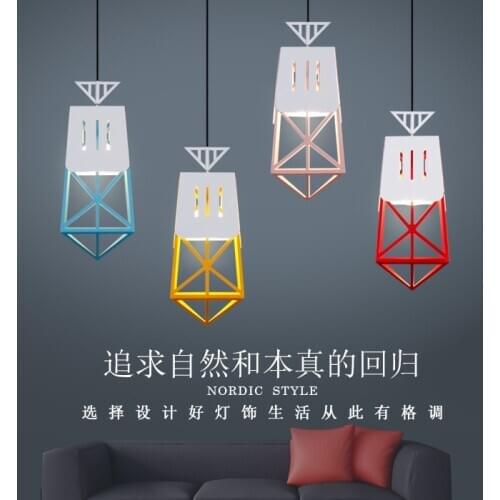 Nordic simple bar hanging lamp colored Pendant Light restaurant, bedroom, bedside lights, modern art and creative lighting