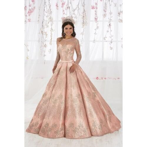 Vintage Plus Size Cheap Quinceanera Dresses Ball Gown Scoop Long Sleeve Sequin Sashes 15 Year Old Party Dresses