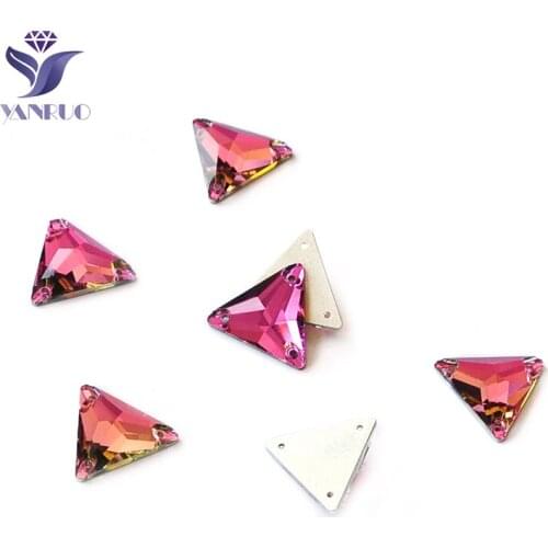 YANRUO 3270-Triangle Rose Rhinestones Crystals For Crafts Stones And Crystals Diamond Shoes Sew On Stones Wedding Dresses