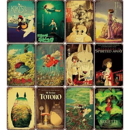 Japanese Classic Anime Movie Metal Tin Sign Vintage Plaque Retro Cartoon Poster Decorating Childrens Room Cinema Wall Sticker
