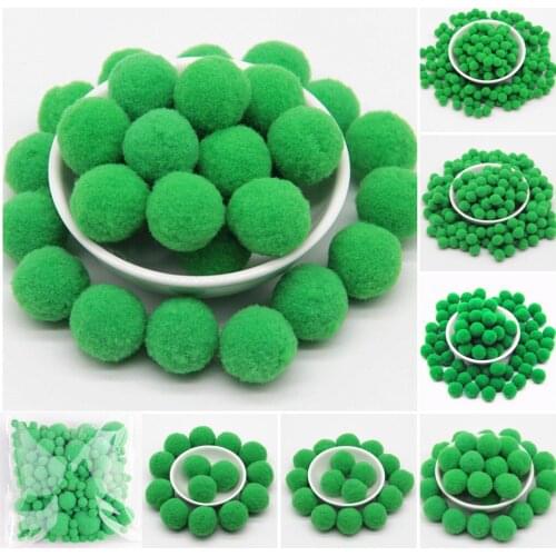 Green Pompom 8/10/15/20/25/30mm Round Pom Poms Fur Balls DIY Toys Crafts Pompoms for Kids Wedding Home Garment Decoration 20g