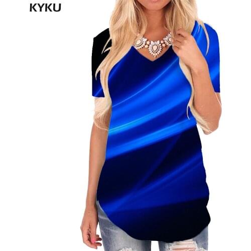 KYKU Abstract T-shirt women Psychedelic Funny T shirts Art Shirt Print Harajuku V-neck Tshirt Womens Clothing Fashion