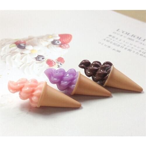 10pcs/Lot Kawaii Resin Cabochons Cute Food Ice Cream Ornament Accessories Embellishments Scrapbooking Girl Hair Clip Patch DIY