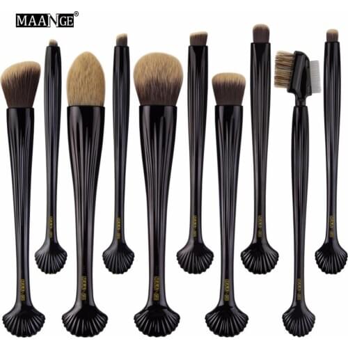 10Pcs Beauty Makeup Brushes Tool Set Soft Foundation Powder Blending Eyes Face Cosmetic Shell Brush Kit Maquiagem Makeup Gift
